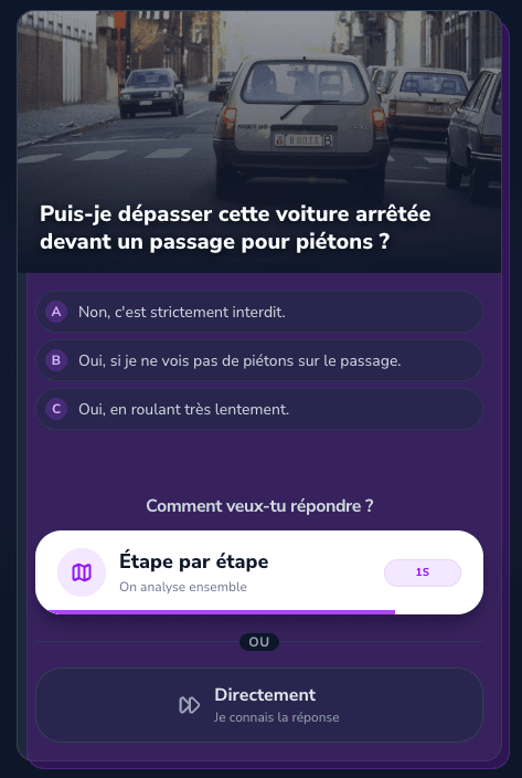 Interface de l'application Permeasy - Mode question